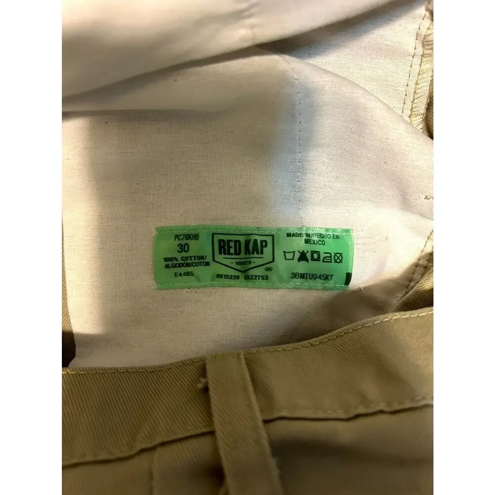 Red Kap Cargo Pants Mens 30 Beige Cotton Utility Pockets Comfort Mid Rise Preppy